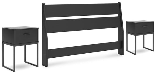 Socalle Full Panel Headboard with 2 Nightstands