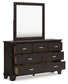 Covetown Full Panel Bed with Mirrored Dresser and 2 Nightstands