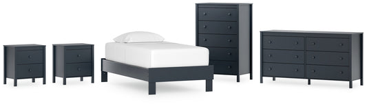 Simmenfort Twin Platform Bed with Dresser, Chest and 2 Nightstands